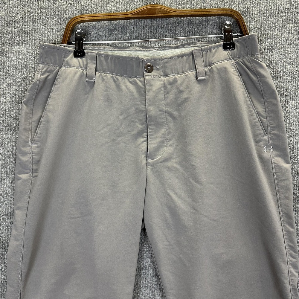 Under Armour Pants Mens 34x32 Gray Chino Elastic Waist Golf Casual Stretch - Picture 2 of 14